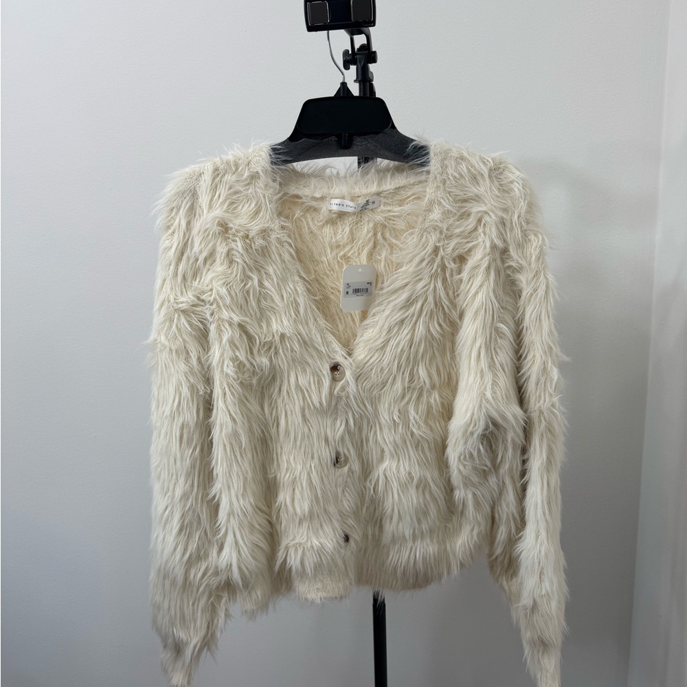 Altar'd State Cream Fuzzy Cardigan - Picture 7 of 10